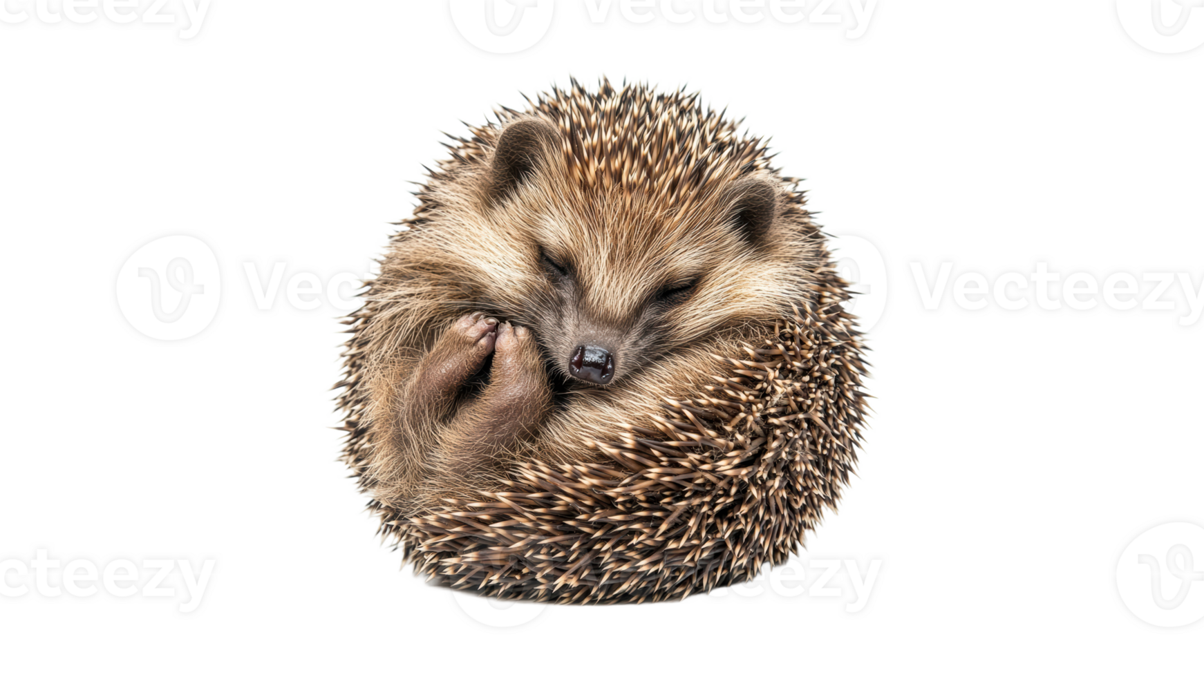 Hedgehog curled up in a cozy resting position png