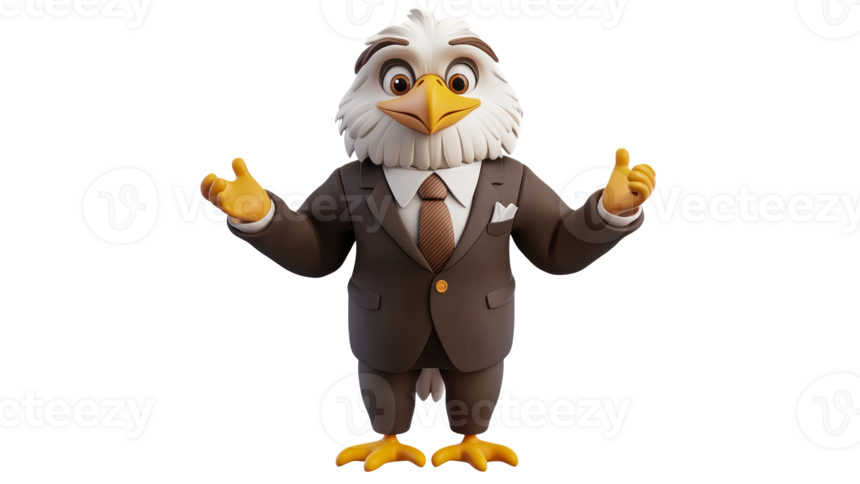 Cartoon eagle in a business suit giving a speech png