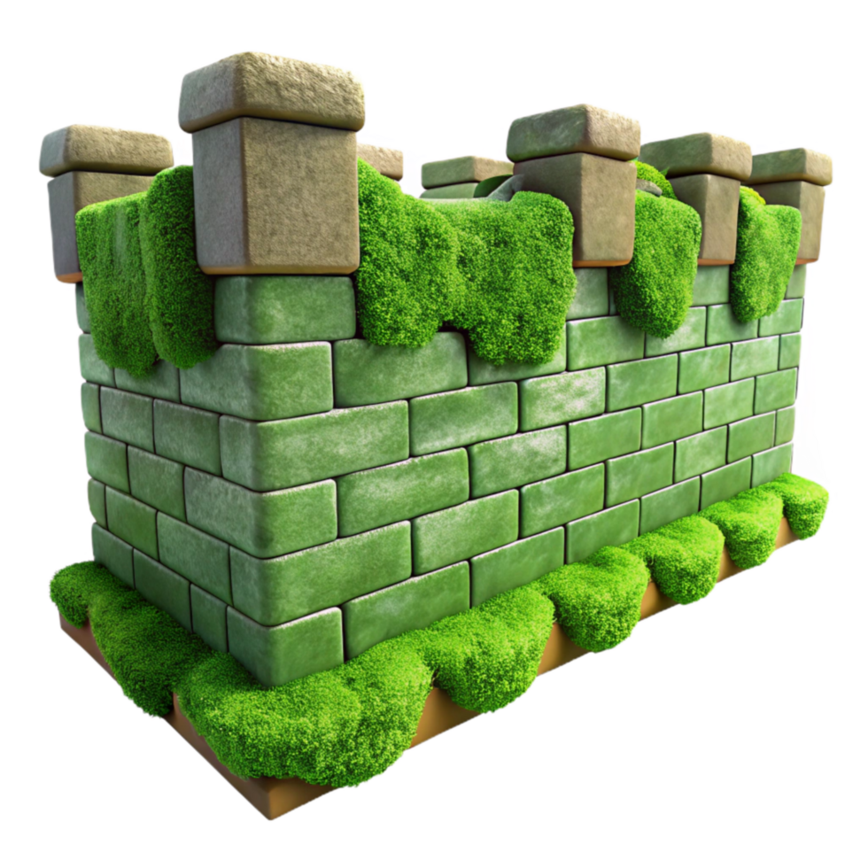 vibrant creative Green Moss Covering City Wall Isolated original png
