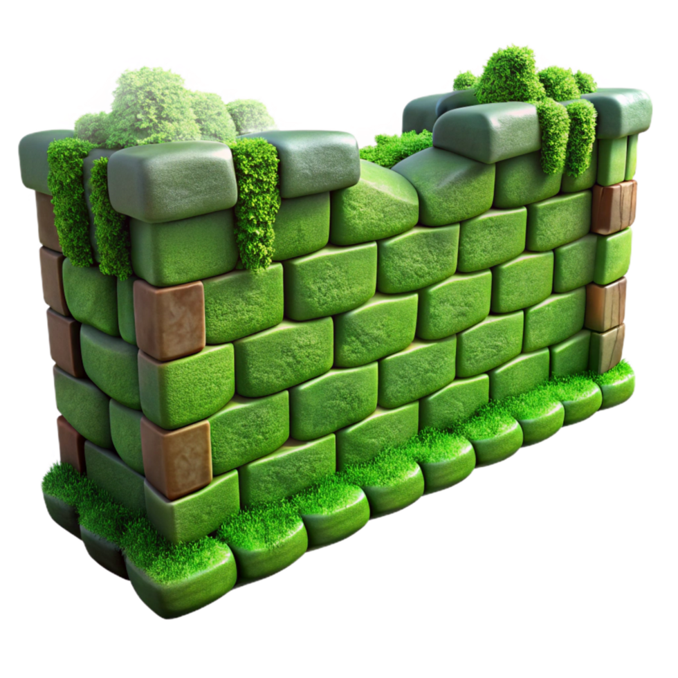 extraordinary vintage Green Moss Covering City Wall Isolated exclusive png