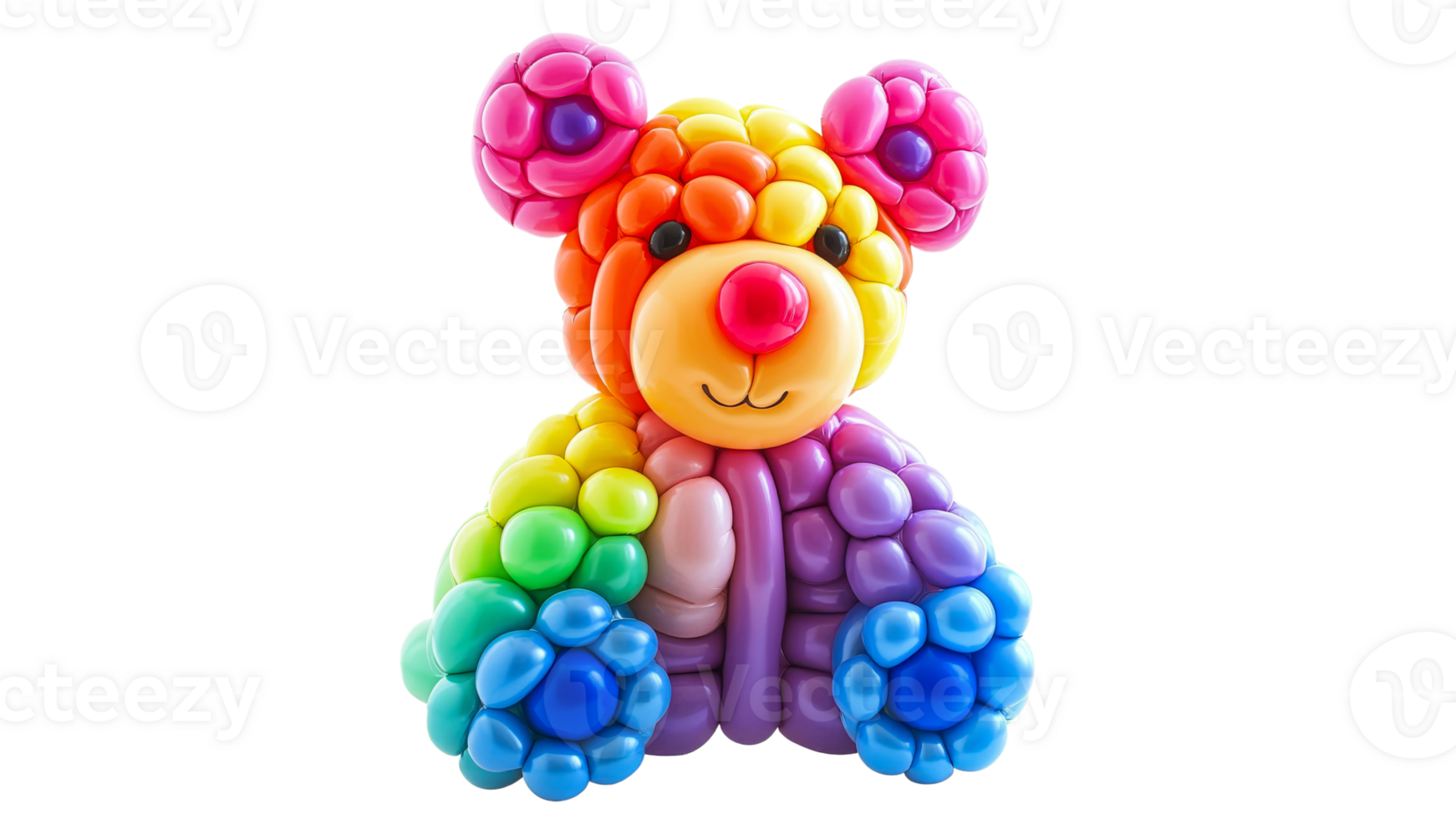 Colorful balloon bear sculpture at a festive event png