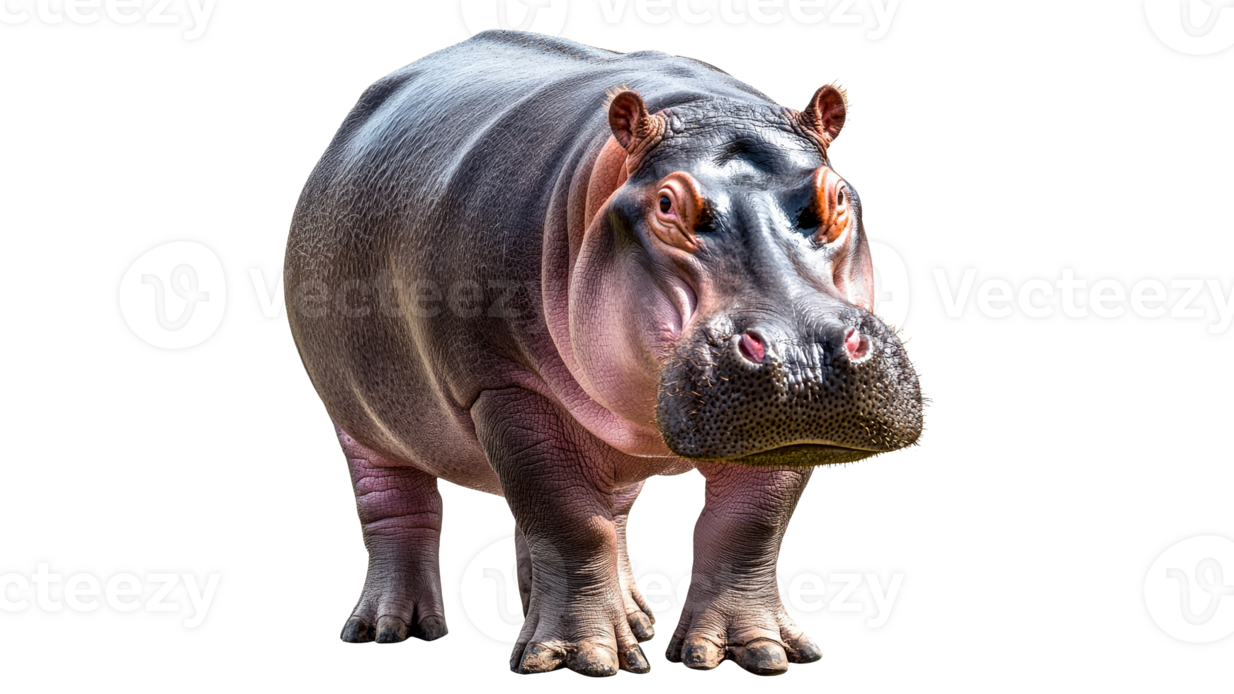 Hippo standing calmly in natural habitat setting png