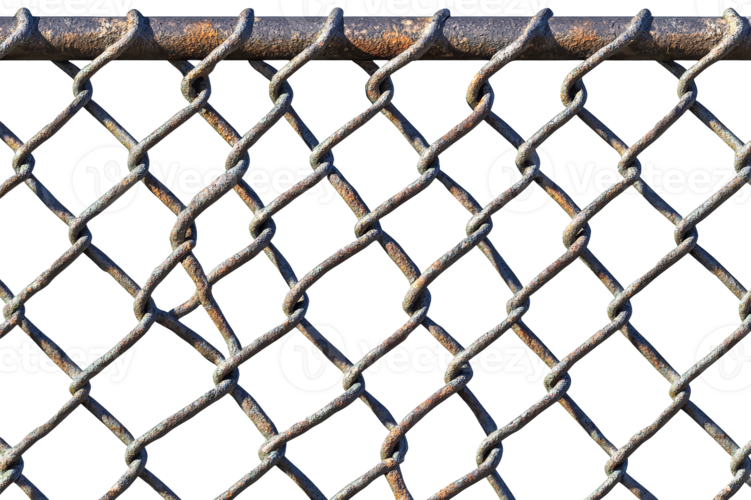 Chain link fence with rusty metal details png