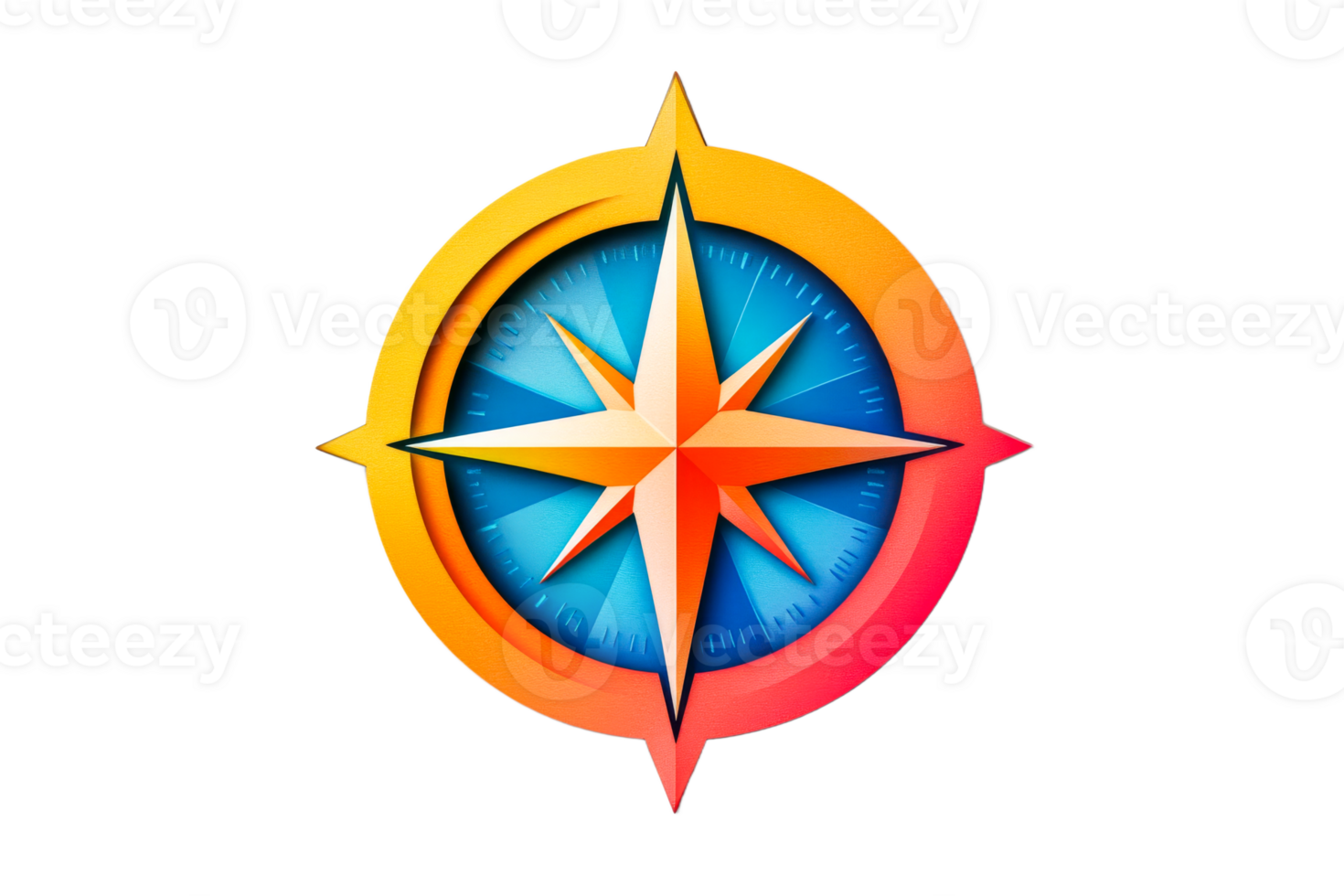 Bright and colorful compass symbol for navigation png