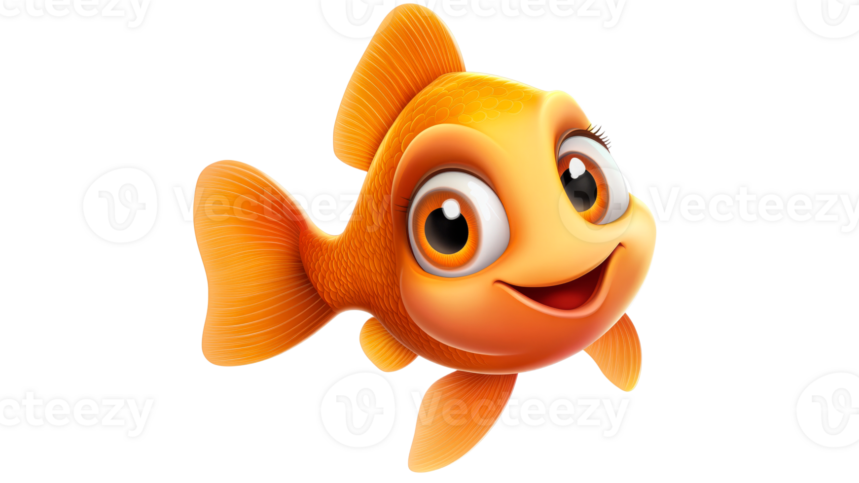 Happy cartoon fish swimming in vibrant colors png