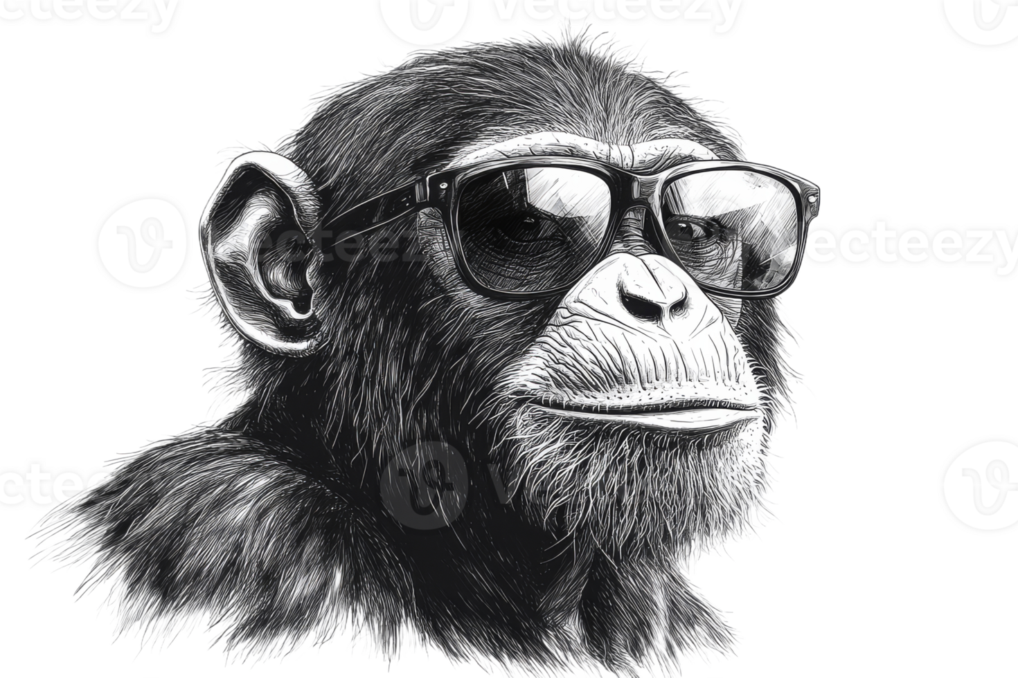 Monkey wearing sunglasses looks cool and relaxed png