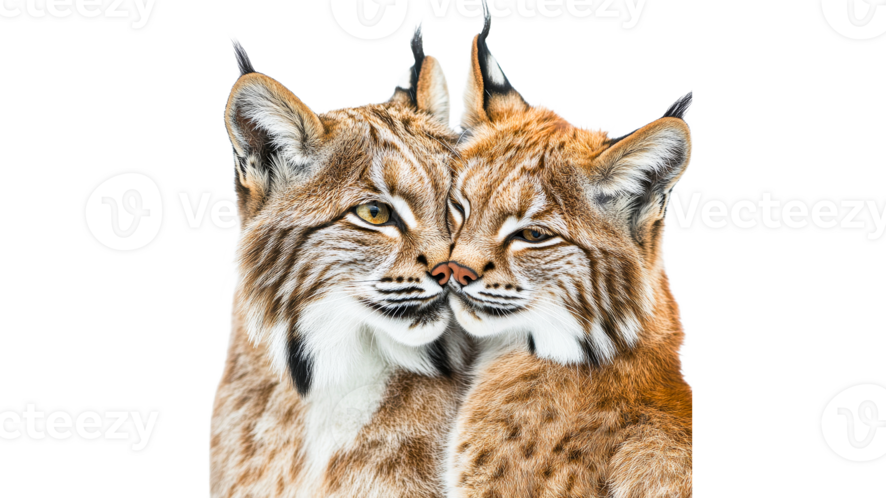 Two lynxes in close embrace at wildlife sanctuary png