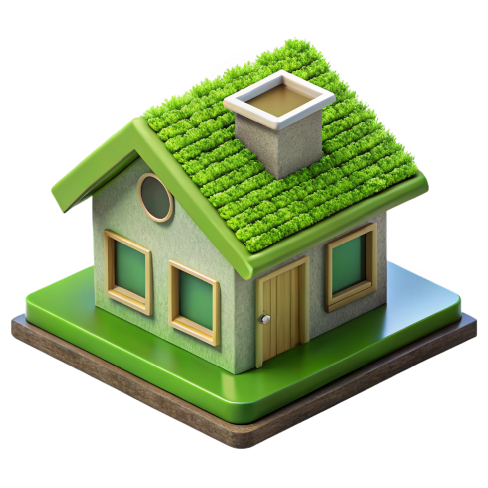 impressive abstract Green Roof on Eco-friendly Home Cutout Sustainable Design detailed png