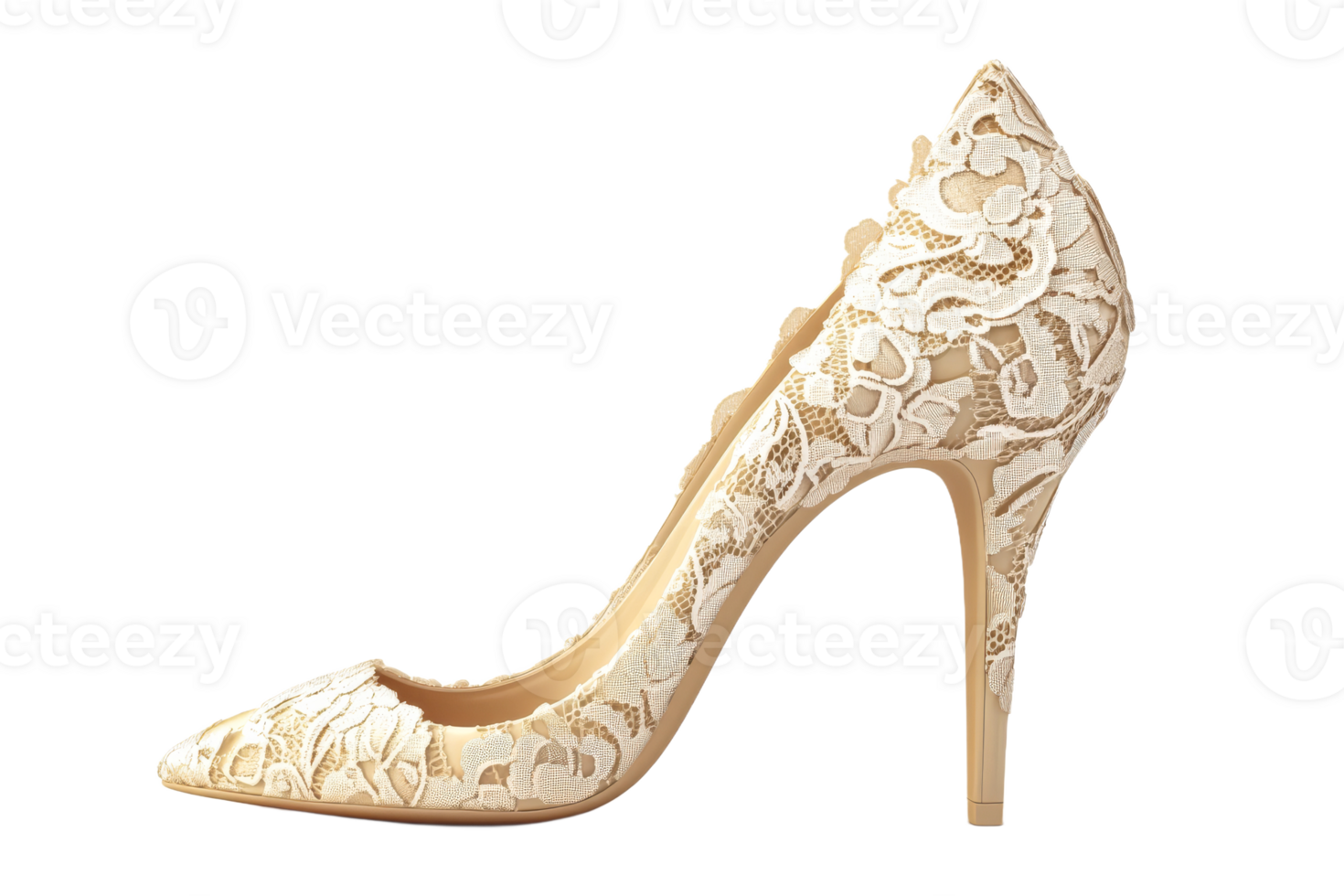 Elegant lace high heel showcasing intricate design png