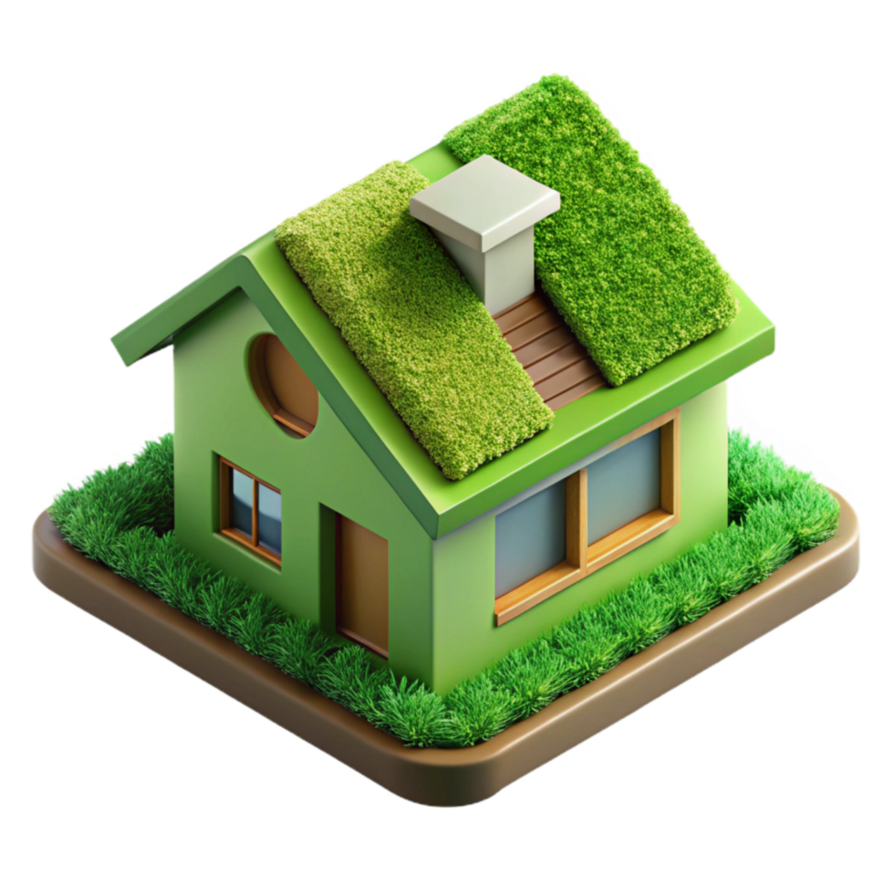 elegant rustic Green Roof on Eco-friendly Home Cutout Sustainable Design original png