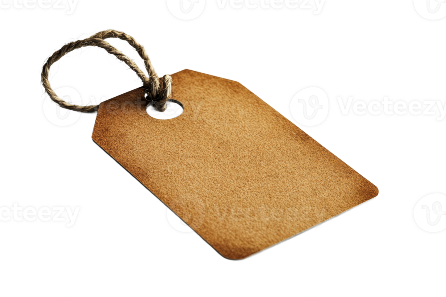 Blank brown tag with twine for labeling items png