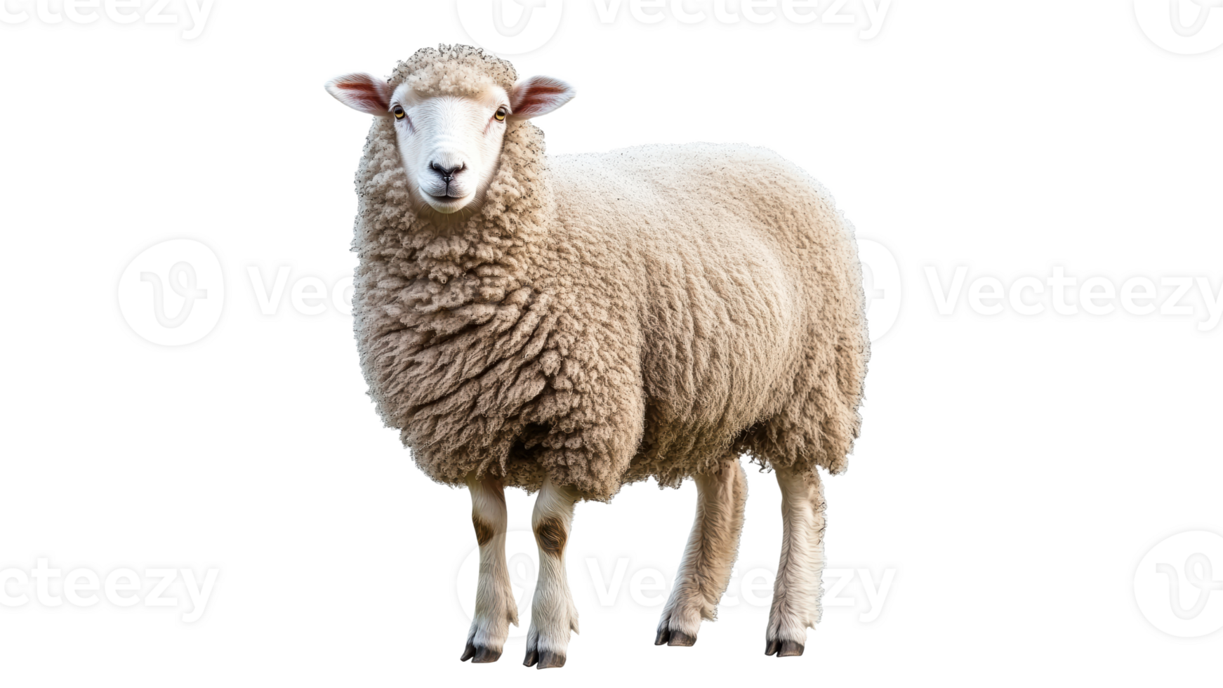 Cute fluffy sheep standing in bright light png