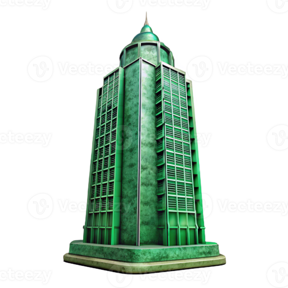 serene creative Green Skyscraper Low Angle View Isolated high quality png