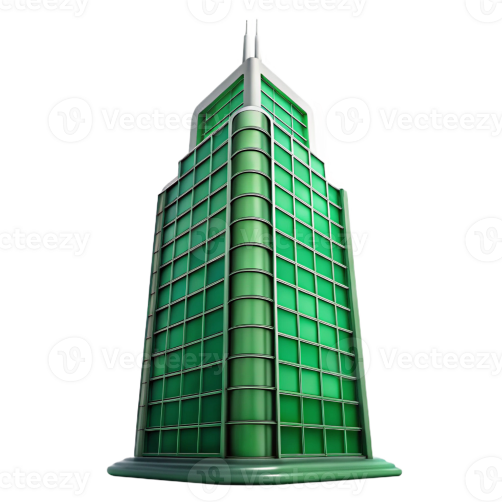impressive classic Green Skyscraper Low Angle View Isolated genuine png