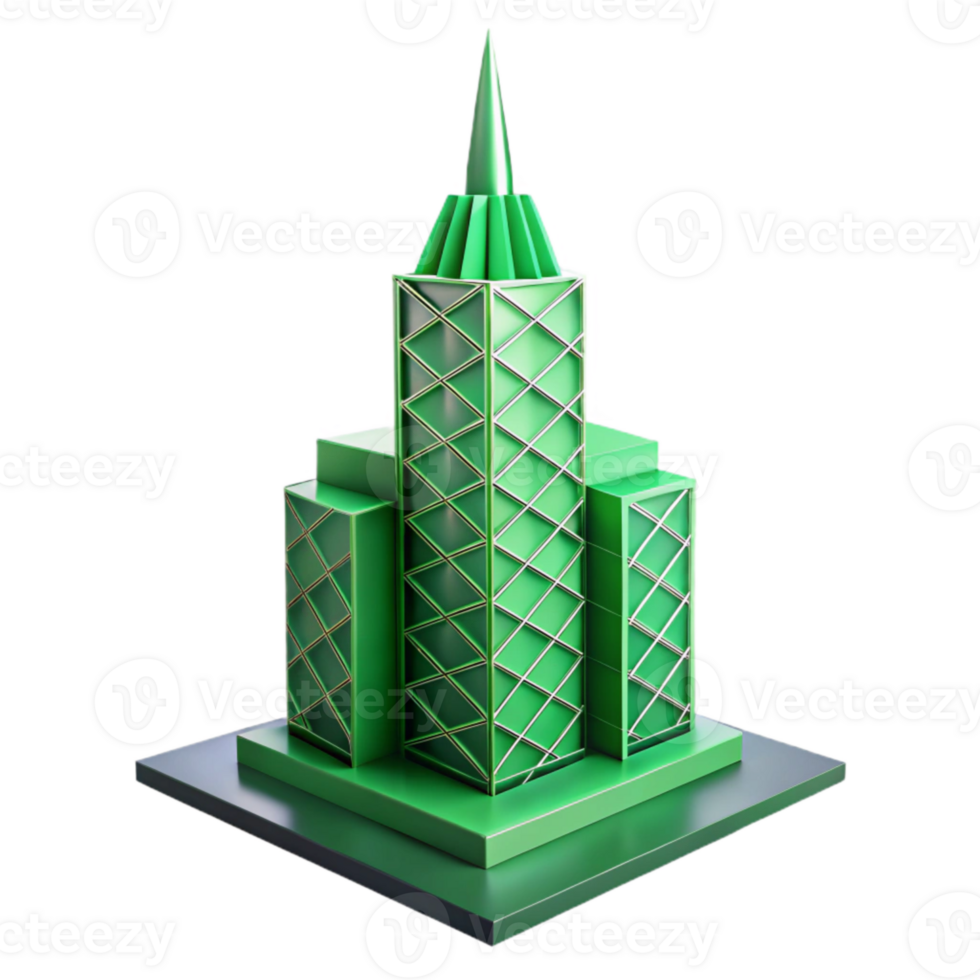wonderful classic Green Skyscraper Low Poly Style Transparent Background Element high resolution png
