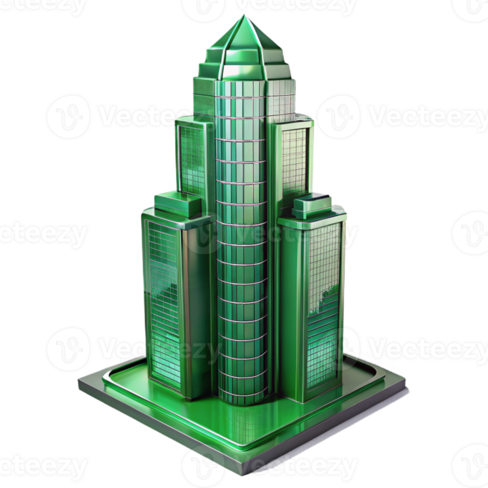 vibrant abstract Green Skyscraper Modern Design Transparent Background Element high resolution png