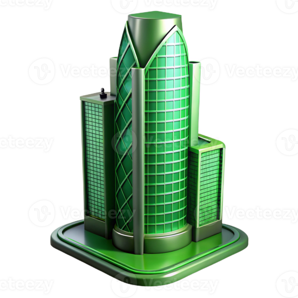 dramatic traditional Green Skyscraper Modern Design Transparent Background Element professional png