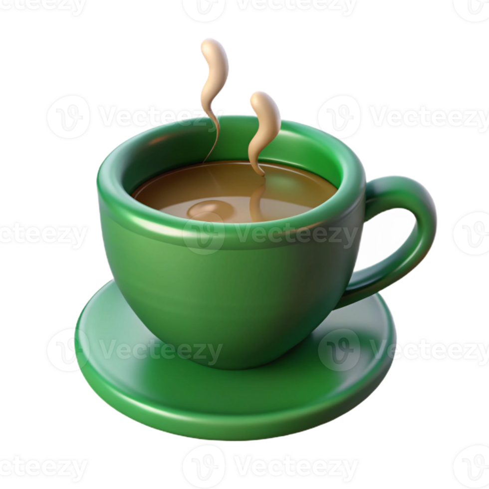 beautiful contemporary Green Teacup with Steam Top View Cutout high quality png