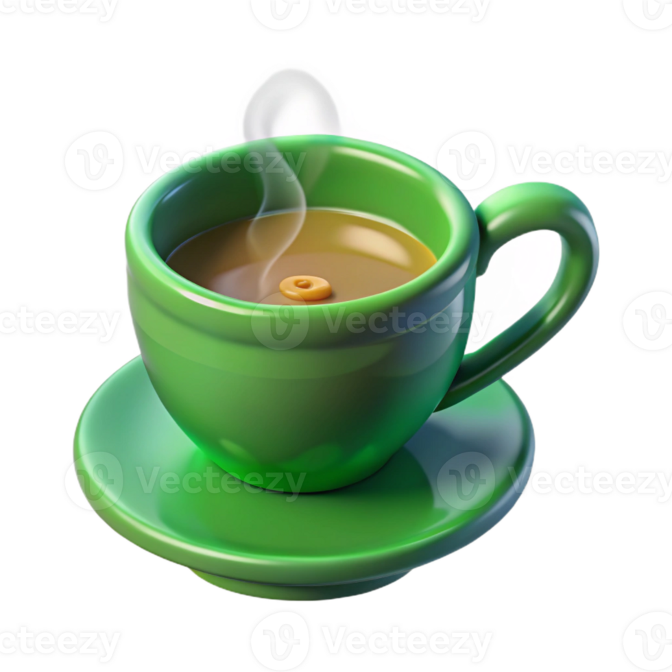 impressive creative Green Teacup with Steam Top View Cutout high resolution png