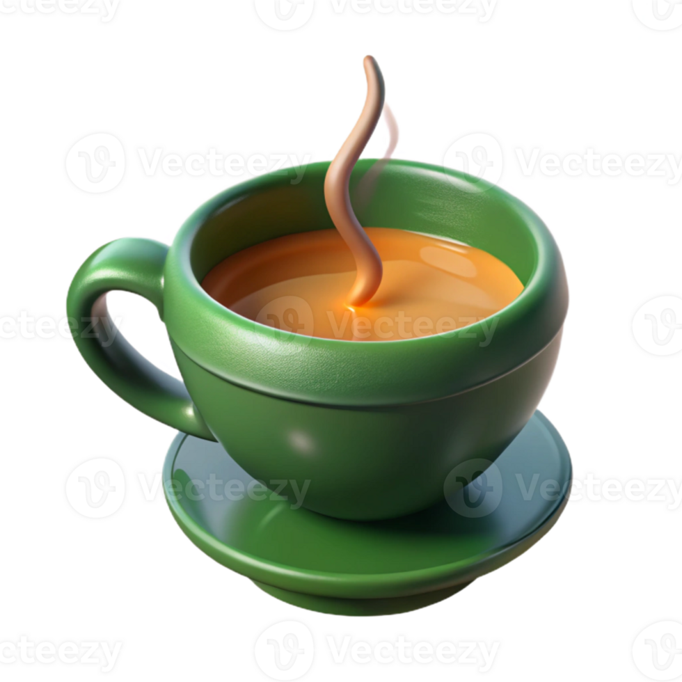 beautiful vintage Green Teacup with Steam Top View Cutout high resolution png