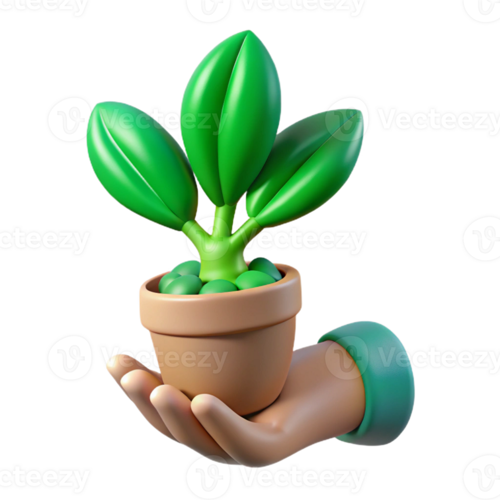 serene classic Green Thumb Holding Plant Isolated professional png