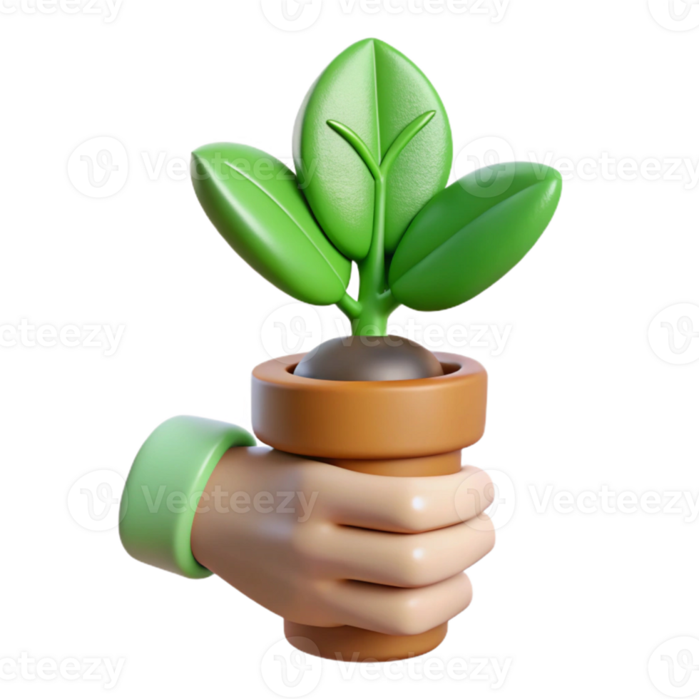 extraordinary rustic Green Thumb Holding Plant Isolated png