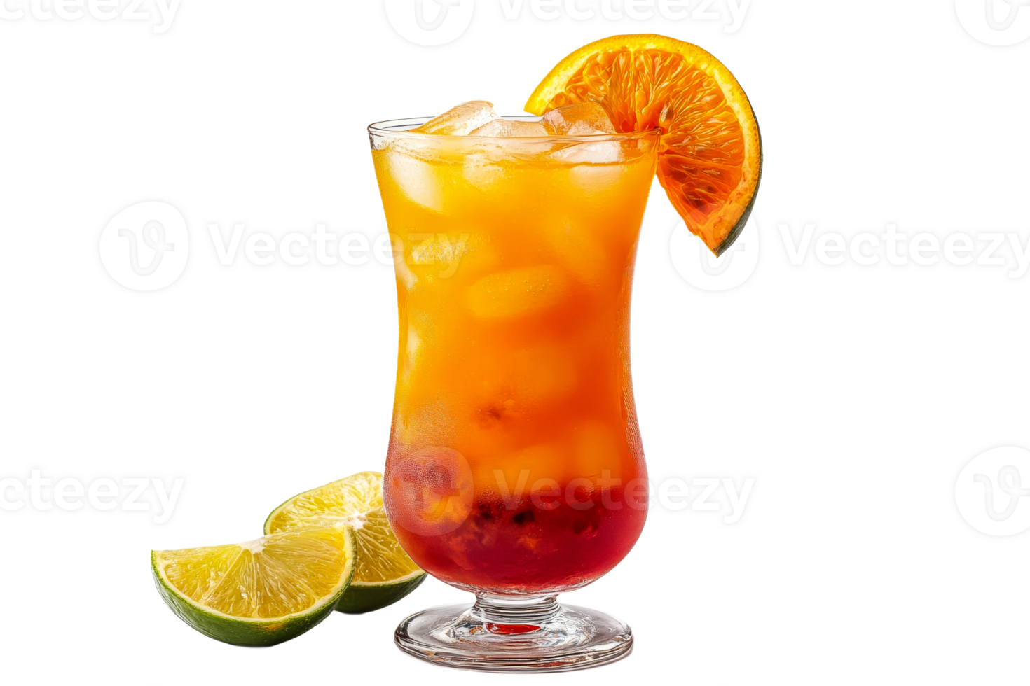 Refreshing tropical drink served with fruit slices png