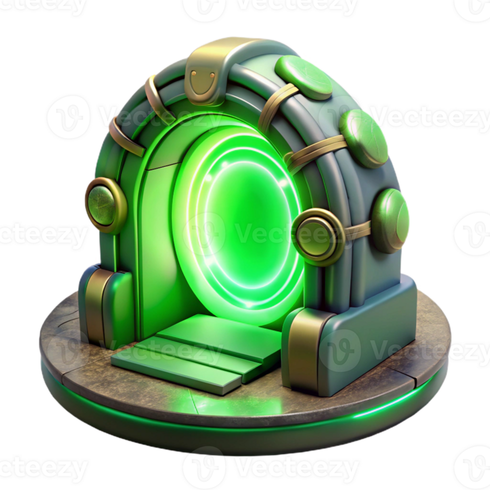 extraordinary artistic Green Time Travel Portal Glowing Transparent Background high resolution png