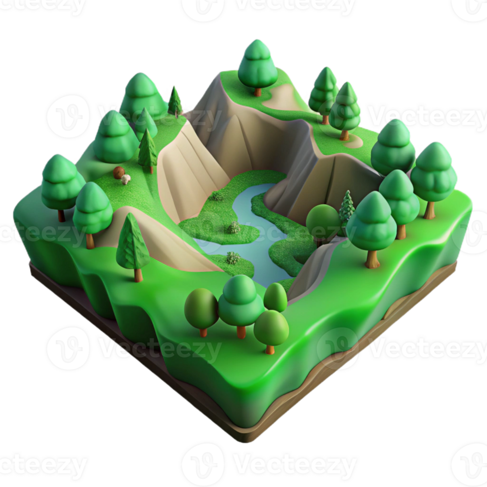 serene abstract Green Valley Aerial View Cutout Soft Lighting original png