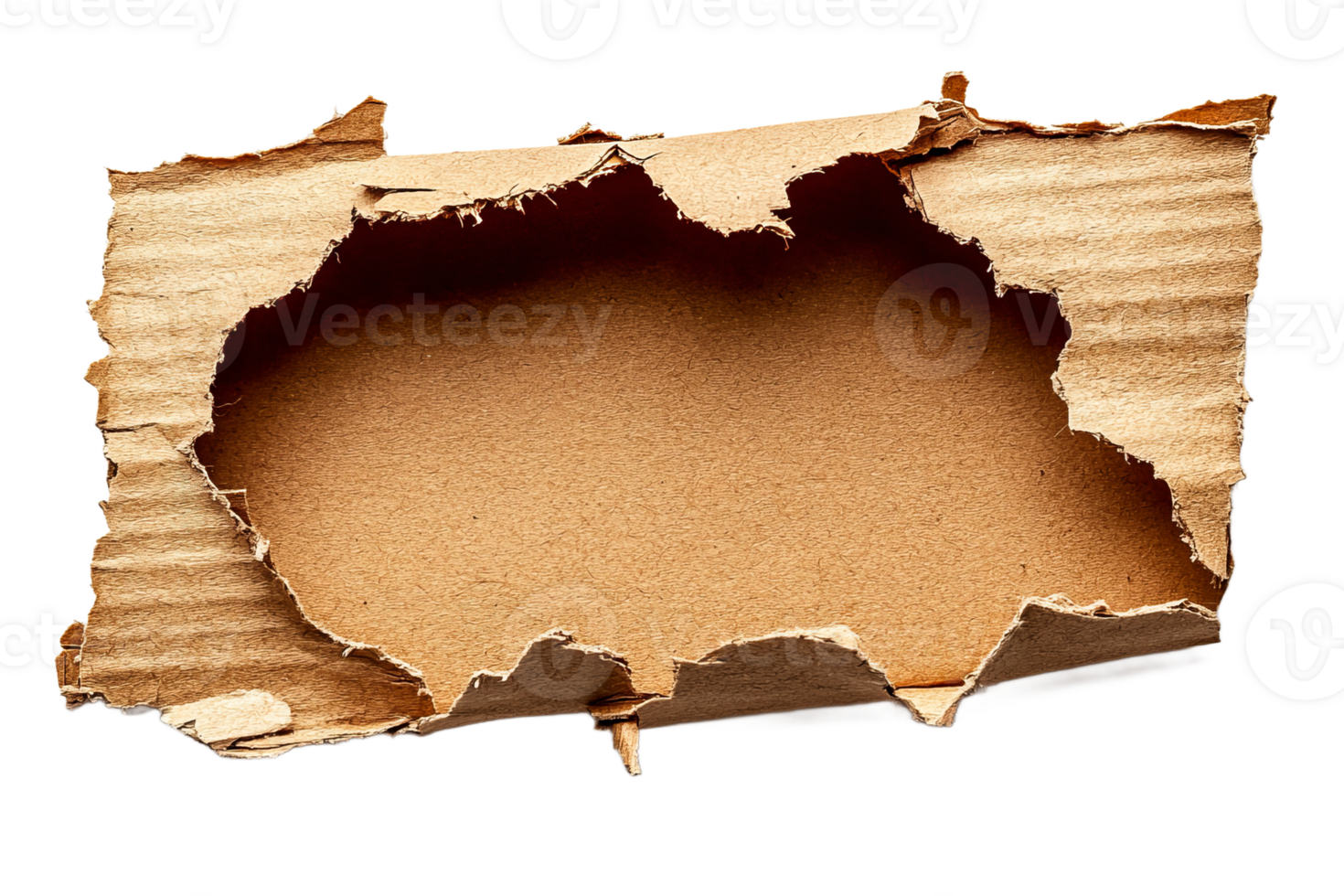 Torn cardboard with a hole allowing light to pass png