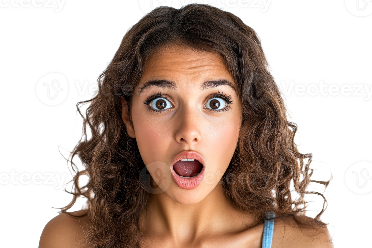 Emotionally surprised woman in bright light png