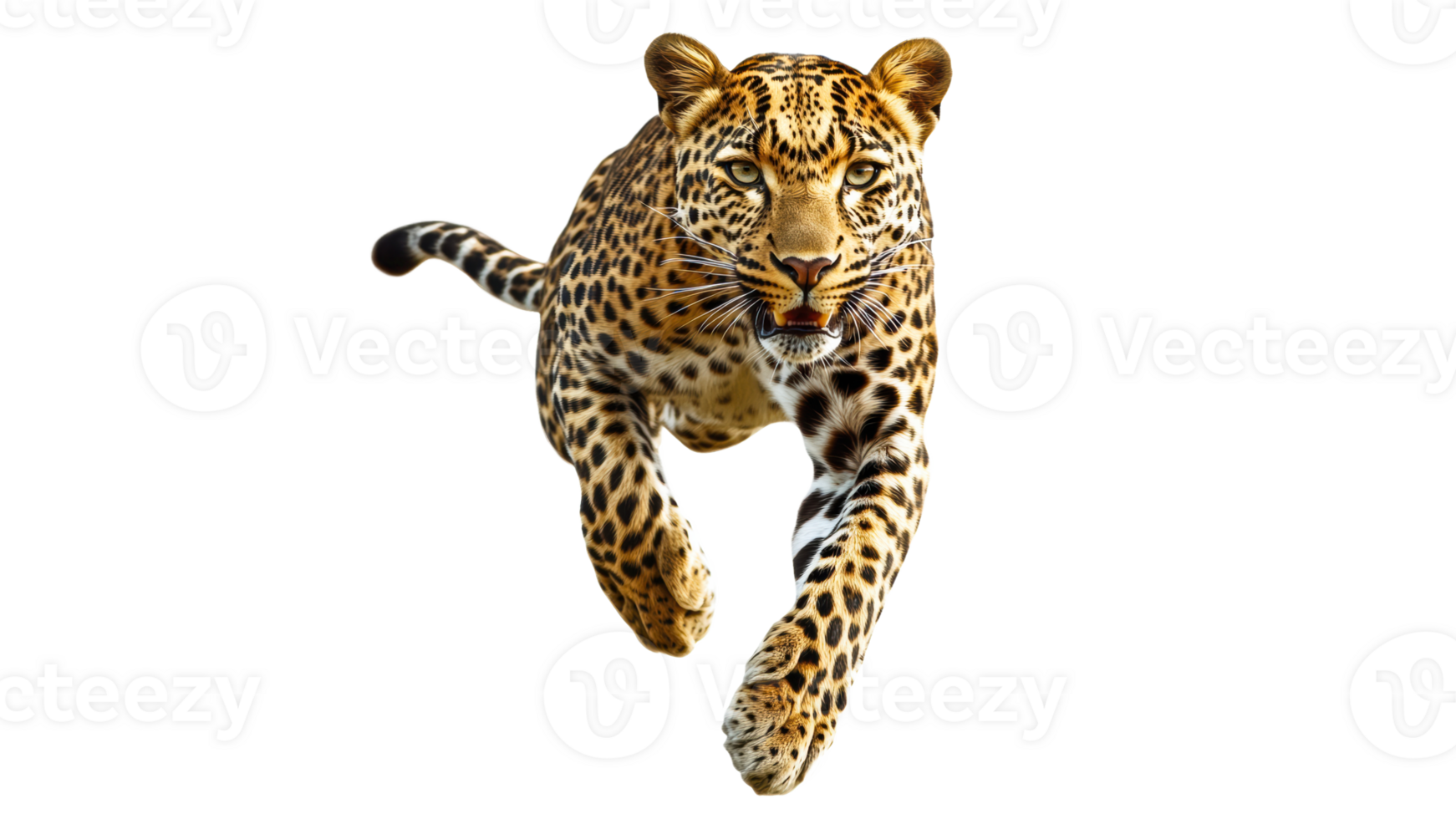Leopard running swiftly across open terrain png