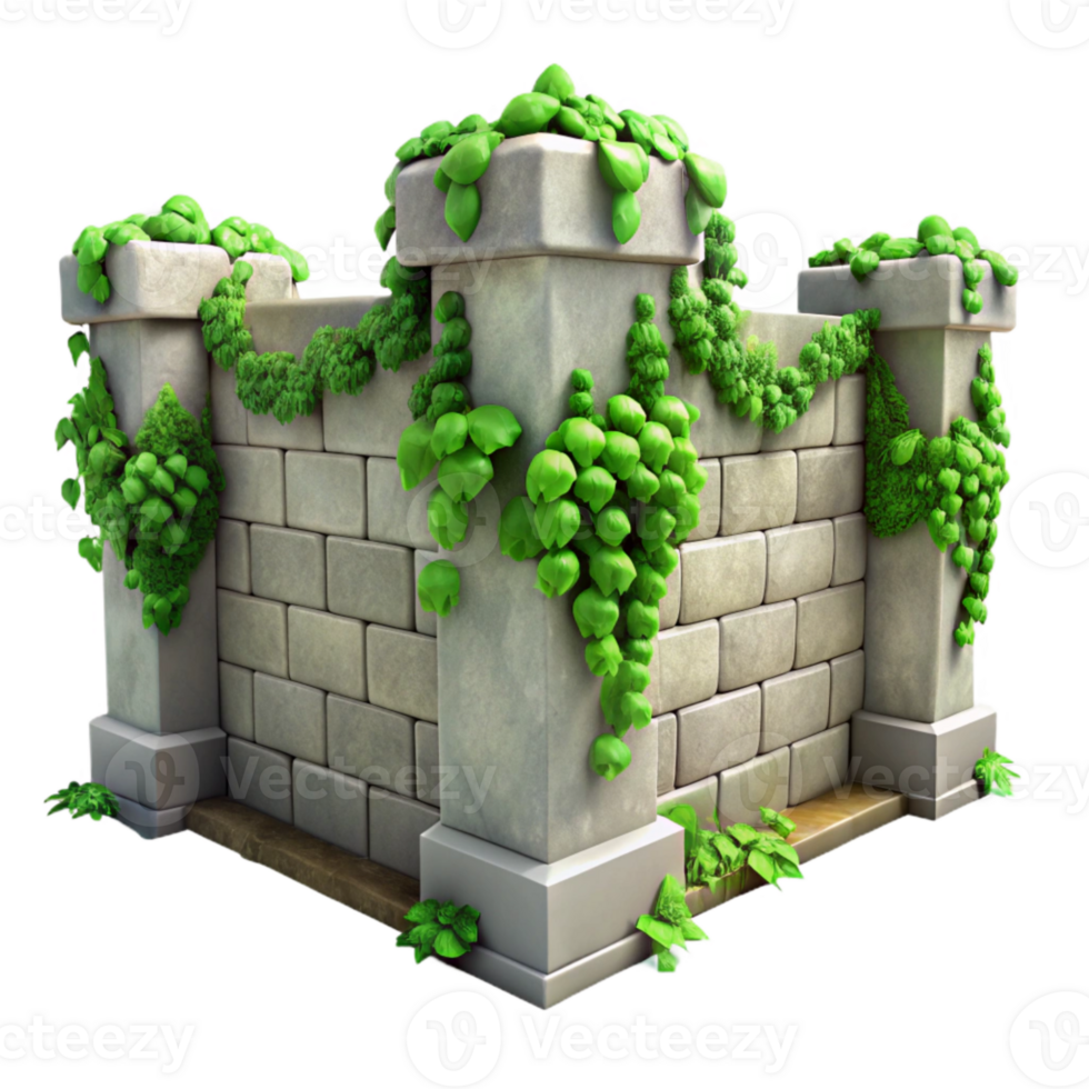 dramatic classic Green Vines Covering City Wall Isolated authentic png