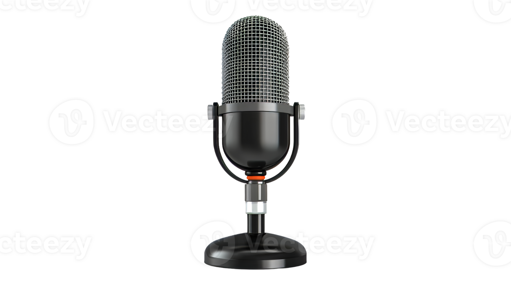 Vintage microphone stands on a black table png