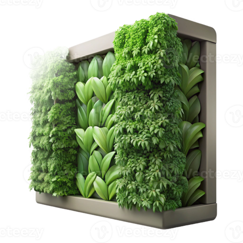 serene minimalist Green Wall Vertical Garden Close Up Cutout high resolution png