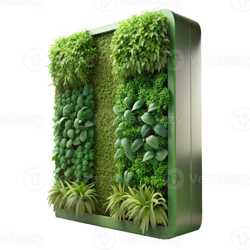 serene contemporary Green Wall Vertical Garden Close Up Cutout authentic png