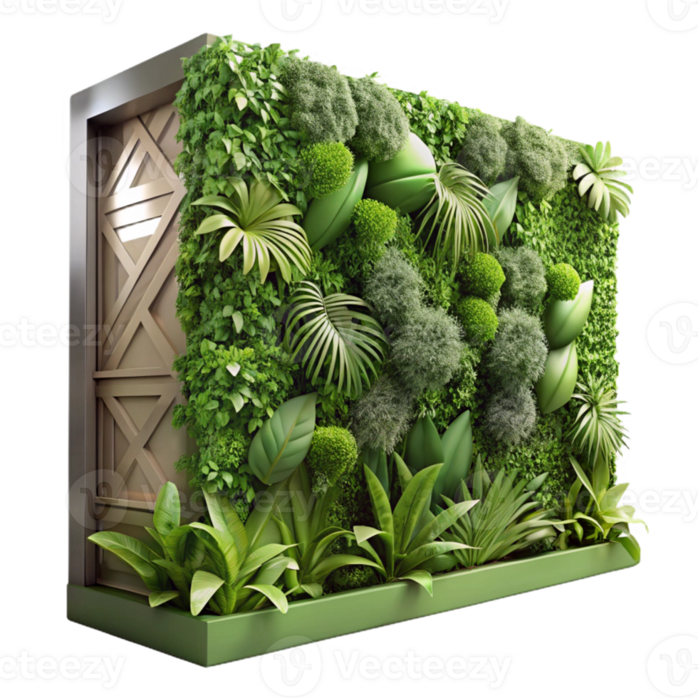 beautiful classic Green Wall Vertical Garden Close Up Cutout premium png