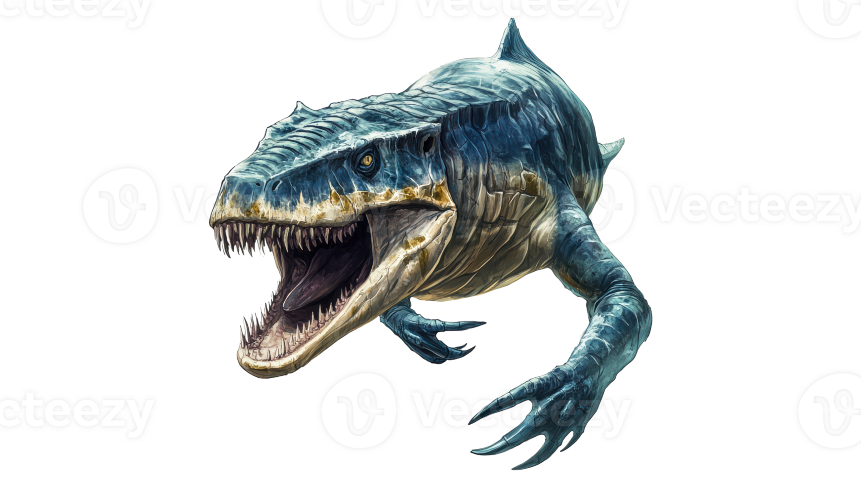 Ancient marine reptile emerging from water png