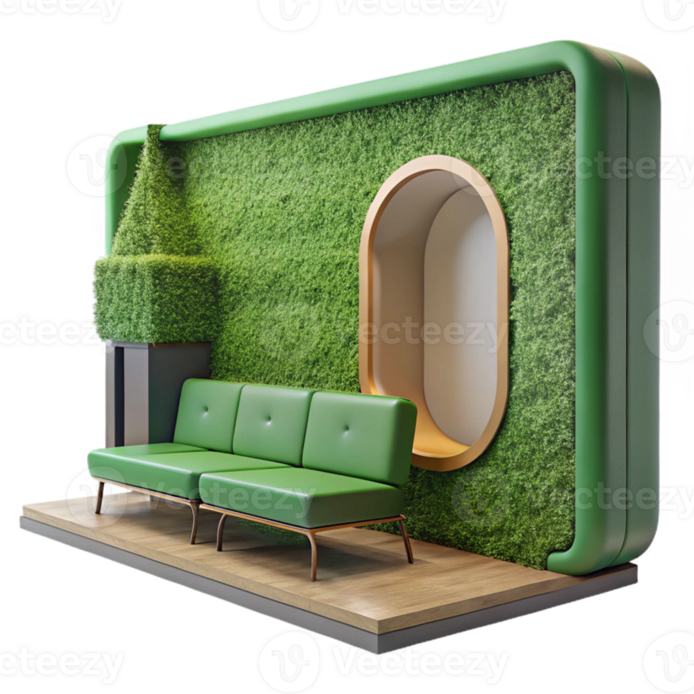 beautiful modern Green Wall with Integrated Seating Cutout Modern Design authentic png