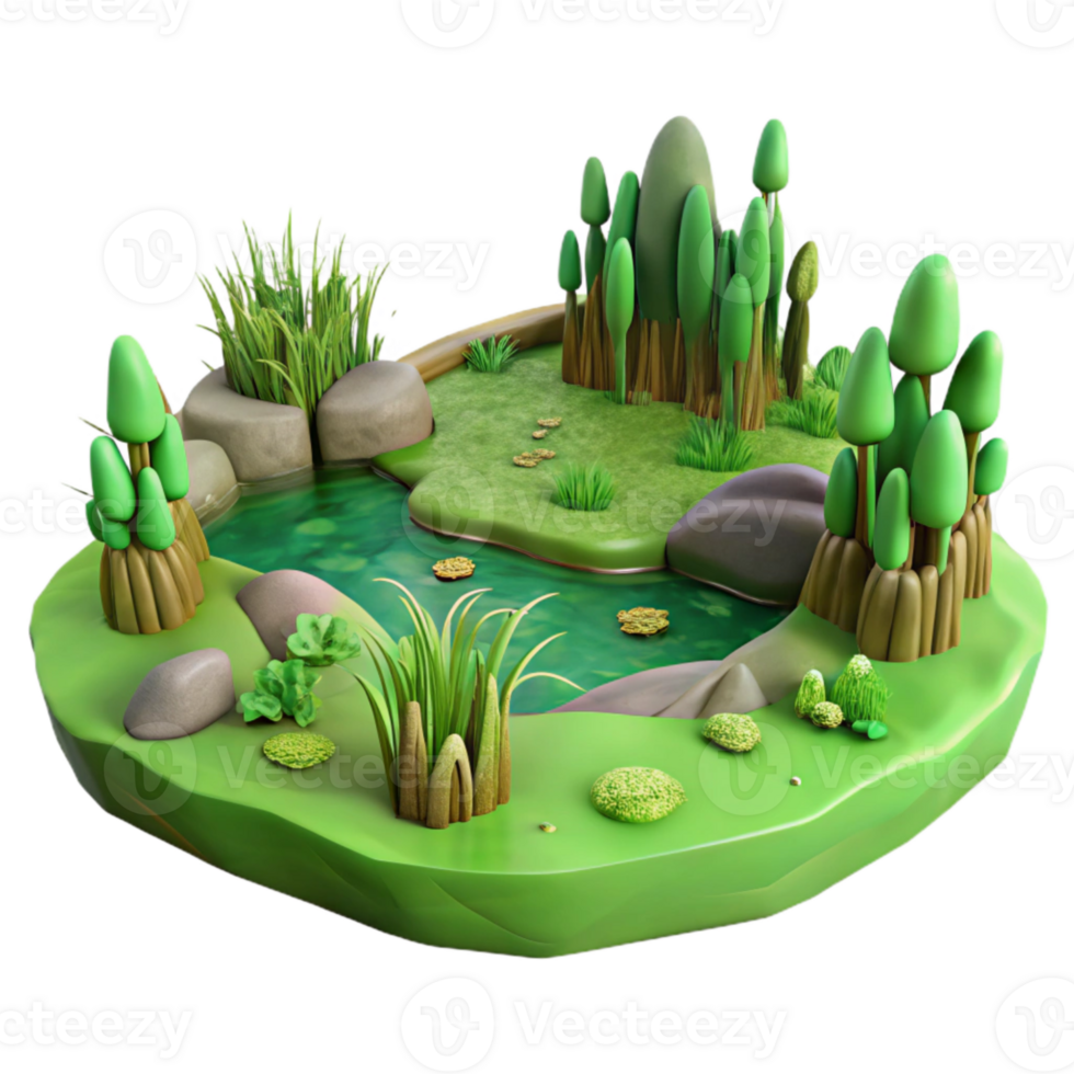 impressive abstract Green Wetland Ecosystem Panorama Cutout original png