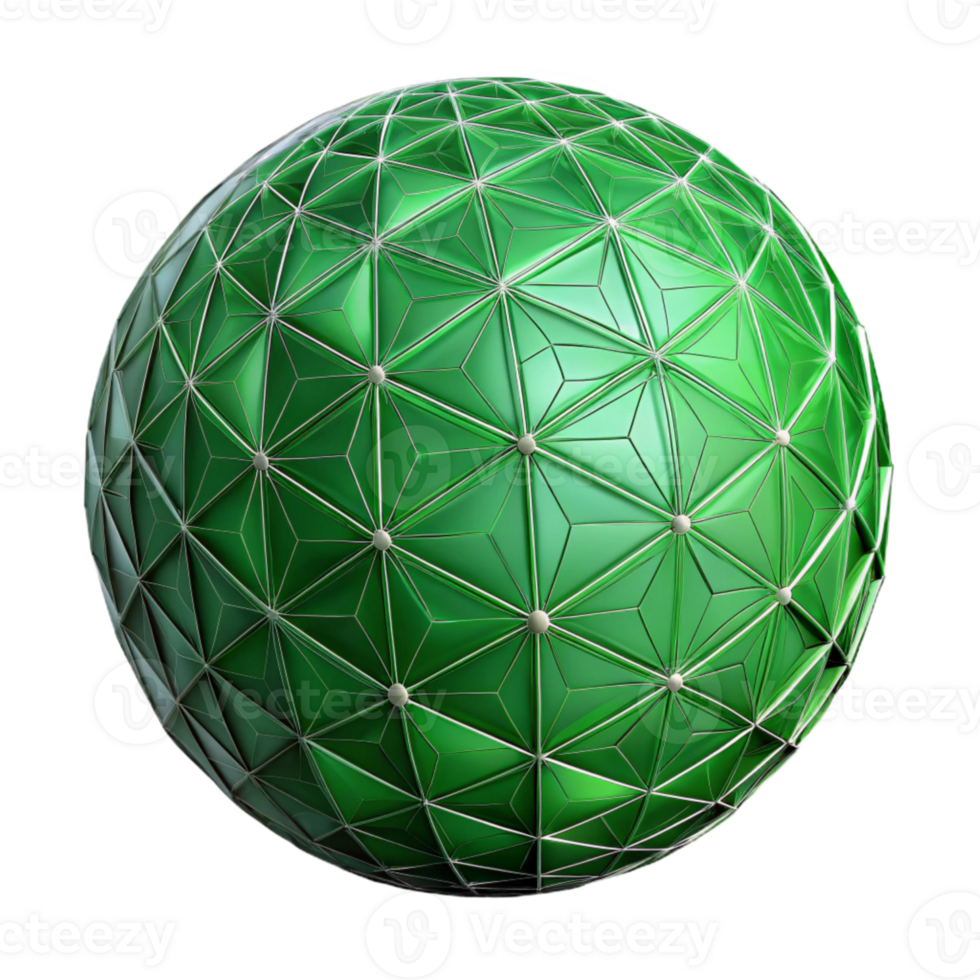 dramatic contemporary Green Wireframe Sphere Isolated on Transparent Background png