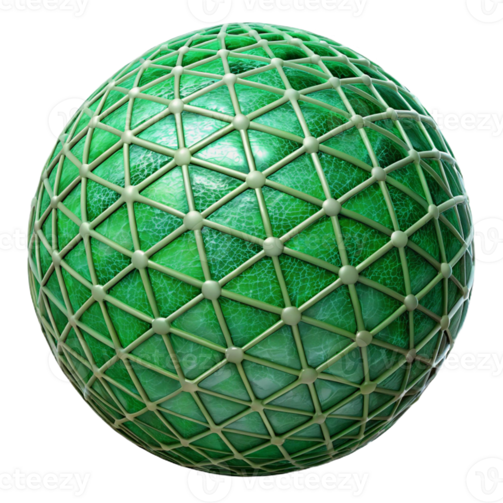 beautiful artistic Green Wireframe Sphere Isolated on Transparent Background original png