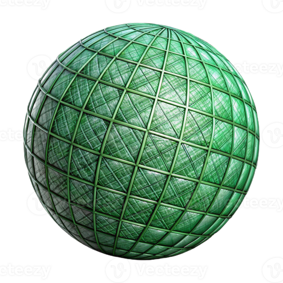impressive rustic Green Wireframe Sphere Isolated on Transparent Background premium png