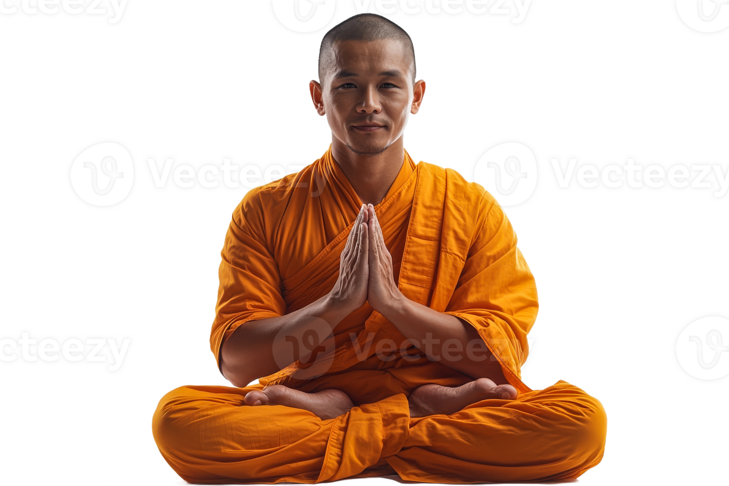 Monk practicing meditation in a serene setting png