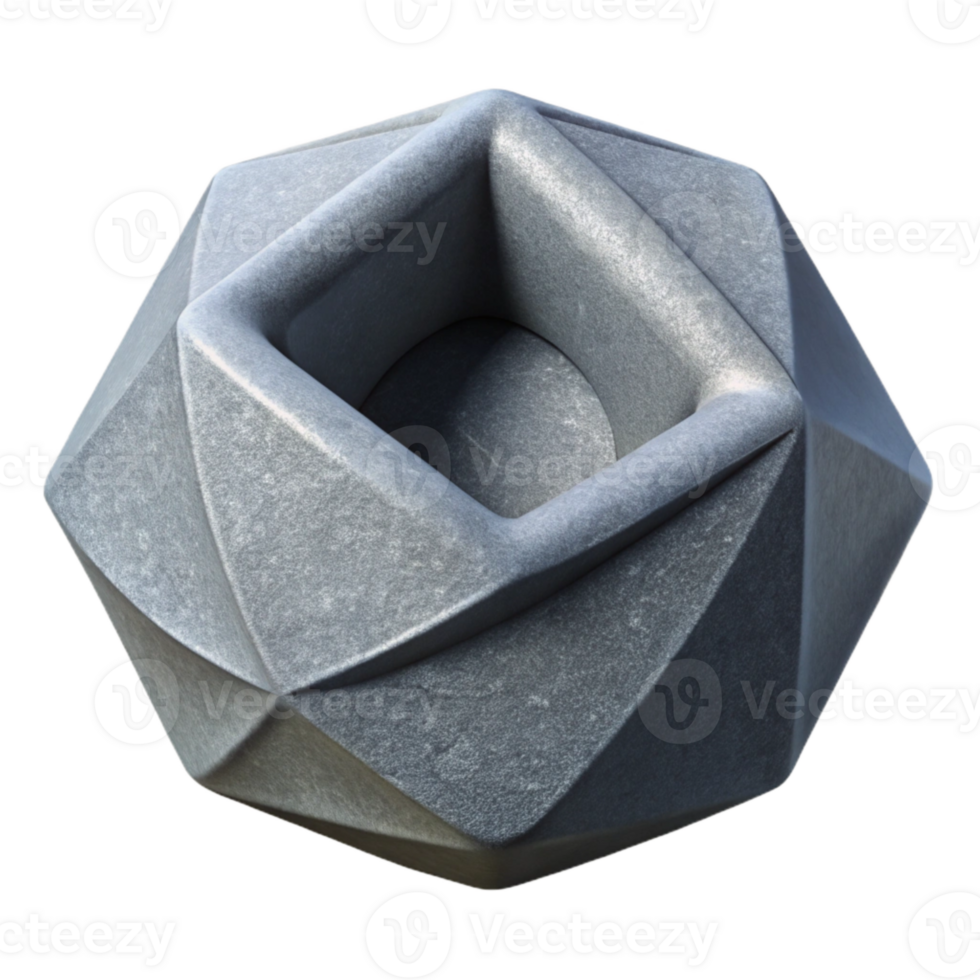 elegant artistic Grey 3d Printed Object Angled View Isolated genuine png