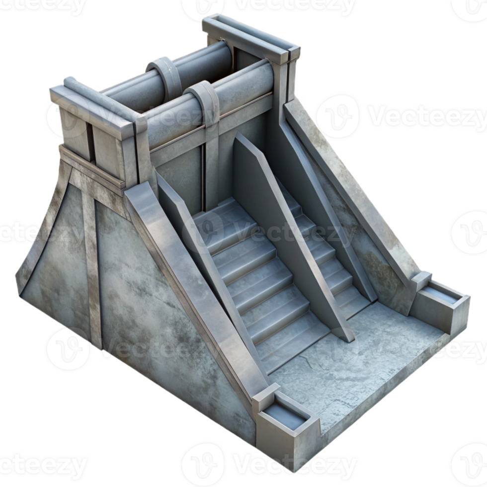magnificent rustic Grey Concrete Dam Spillway Detail Cutout genuine png