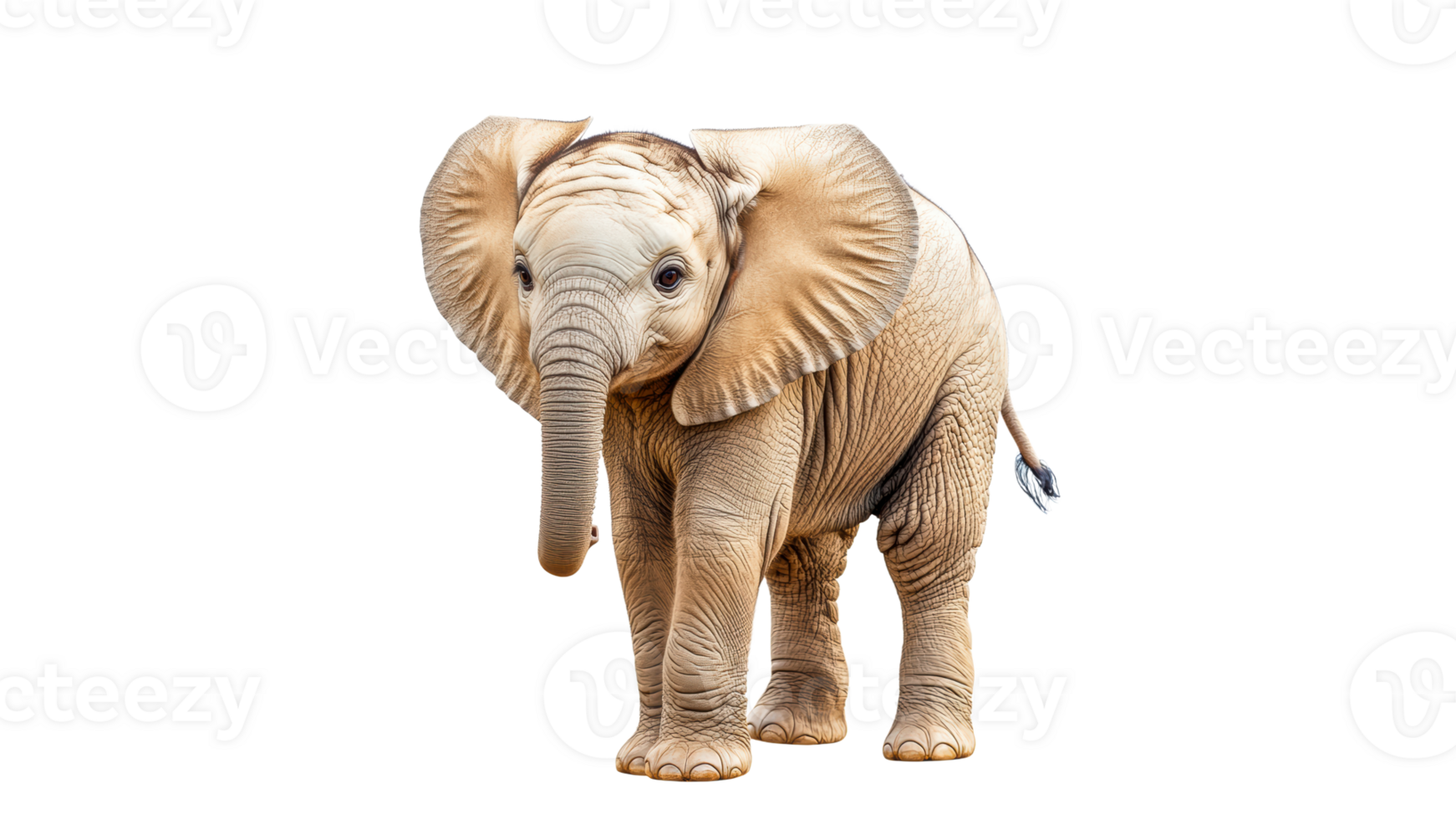 Young elephant playing in a grassy field png