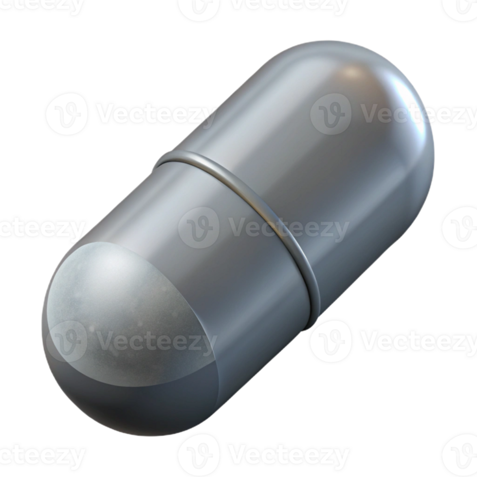 impressive minimalist Grey Pill Capsule Cutout on Transparent Background professional png