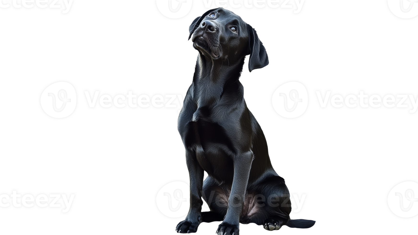 Portrait of a black dog sitting gracefully png