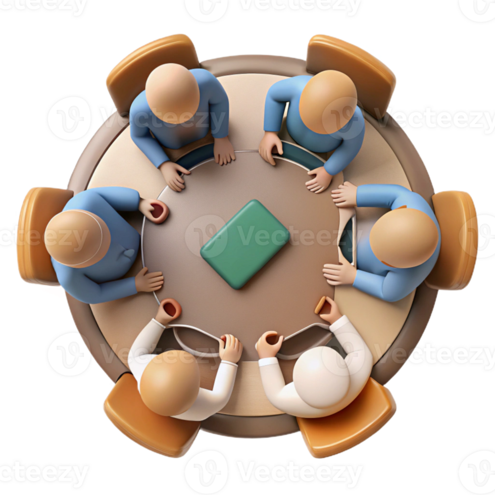 elegant classic Group Brainstorming Meeting Cutout with Top View Perspective png